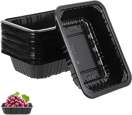 Miniatura 1 de Hemoton 50 bandejas desechables para verduras, bandejas de frutas, bandejas de plástico resistentes para aperitivos, bandejas de catering,