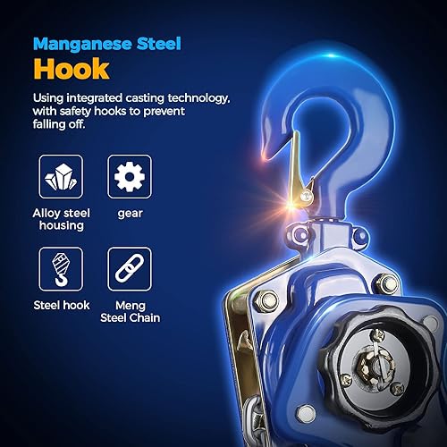 Miniatura 12 de ANBULL Polipasto de cadena de palanca de 1650 libras, 10 pies, 3/4 toneladas 3M manual de trinquete de cadena con cadena galvanizada G80 y ganchos