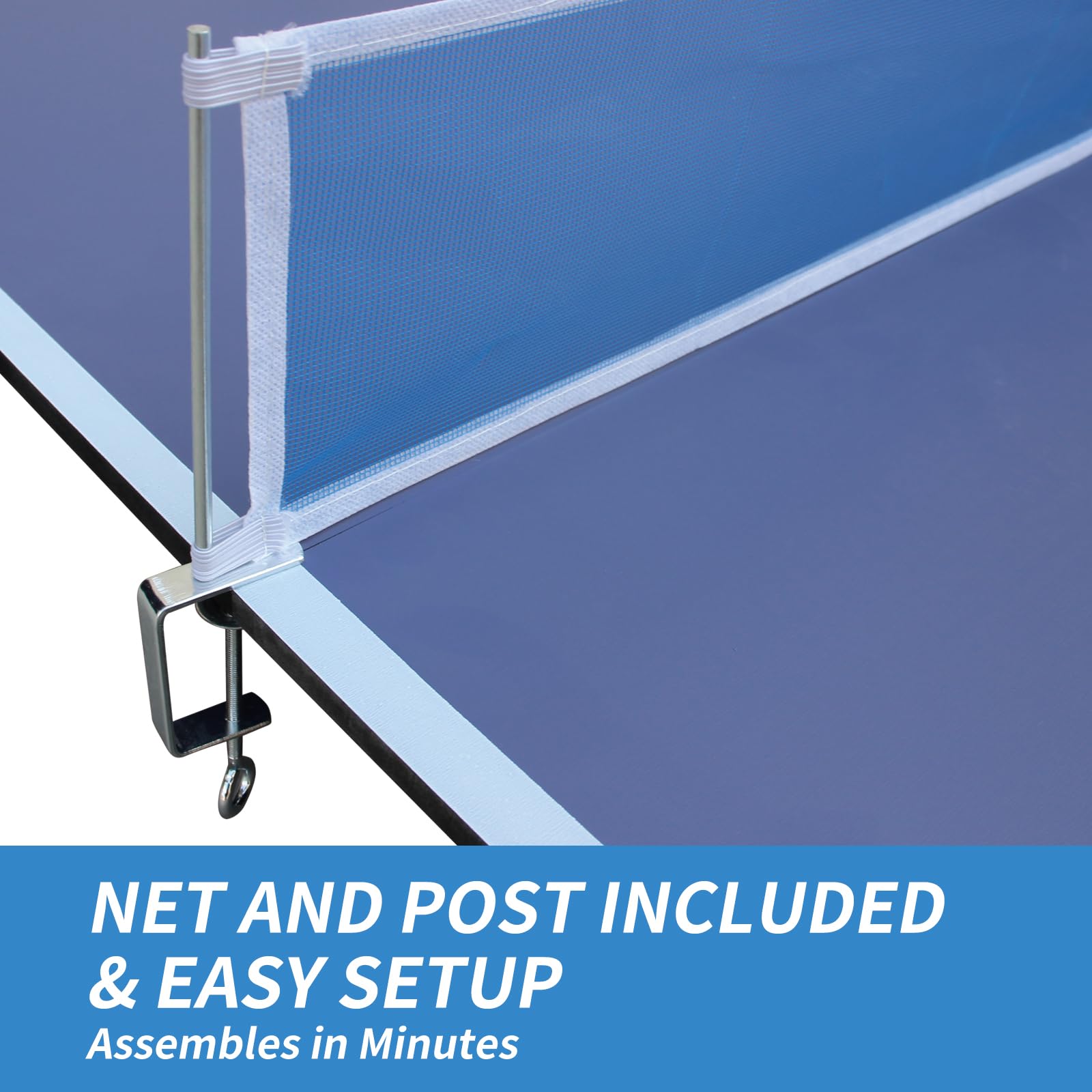Tavolo da ping pong pieghevole per esterni e interni, resistente alle intemperie, in MDF da 12 mm, per casa, blu, 244 x 122 cm