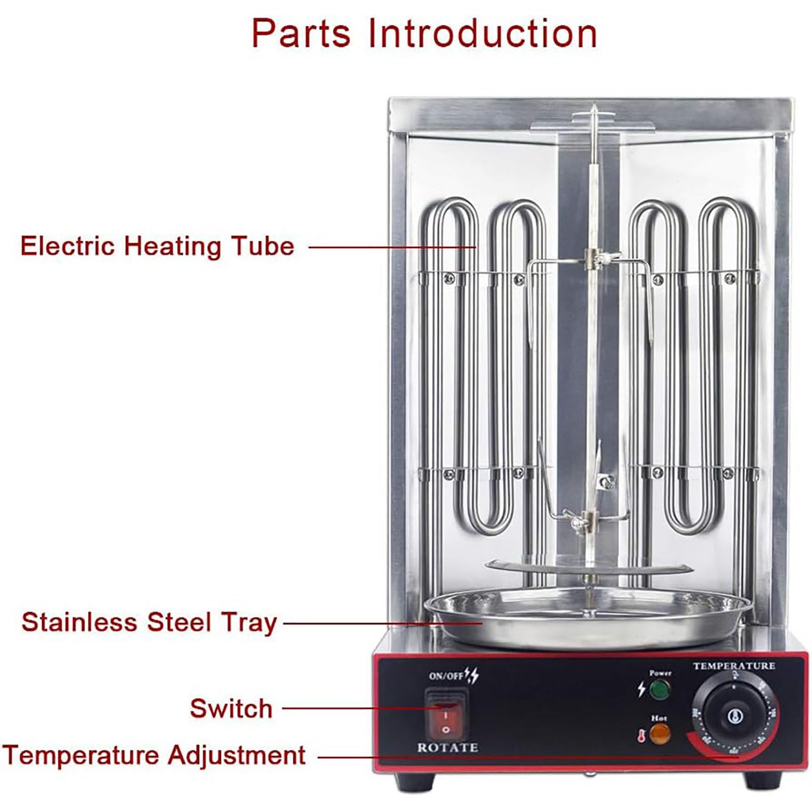 Grill Machine, Elettrico Doner Kebab Macchina Griglie Rotanti Polli da Carne Verticali Pastor Grill Machine, per Arrosto di Pollo, Arrosto di Tacchino, Tacos, Arrosto, Manzo,220V