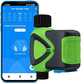 WiFi Sprinkler Timer: Smart Garden Hose Watering Timer, Programmable Automatic Irrigation System with App, Rain Delay, Garden Watering Timer Compatible with Alexa and Google Home
