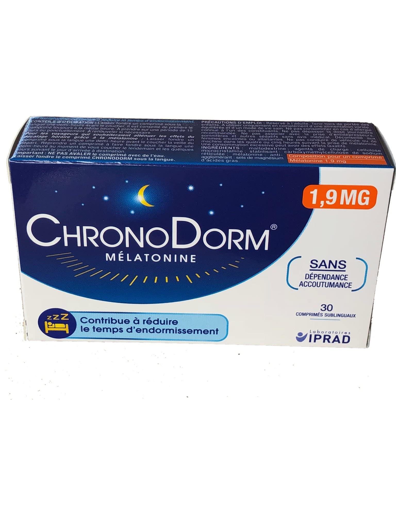 Chronodorm 1.9 mg - Nouveau Dosage - Contribue à réduire le temps d'endormissement - Lot de 3 Mois - 3 x 30 comp Sublinguaux