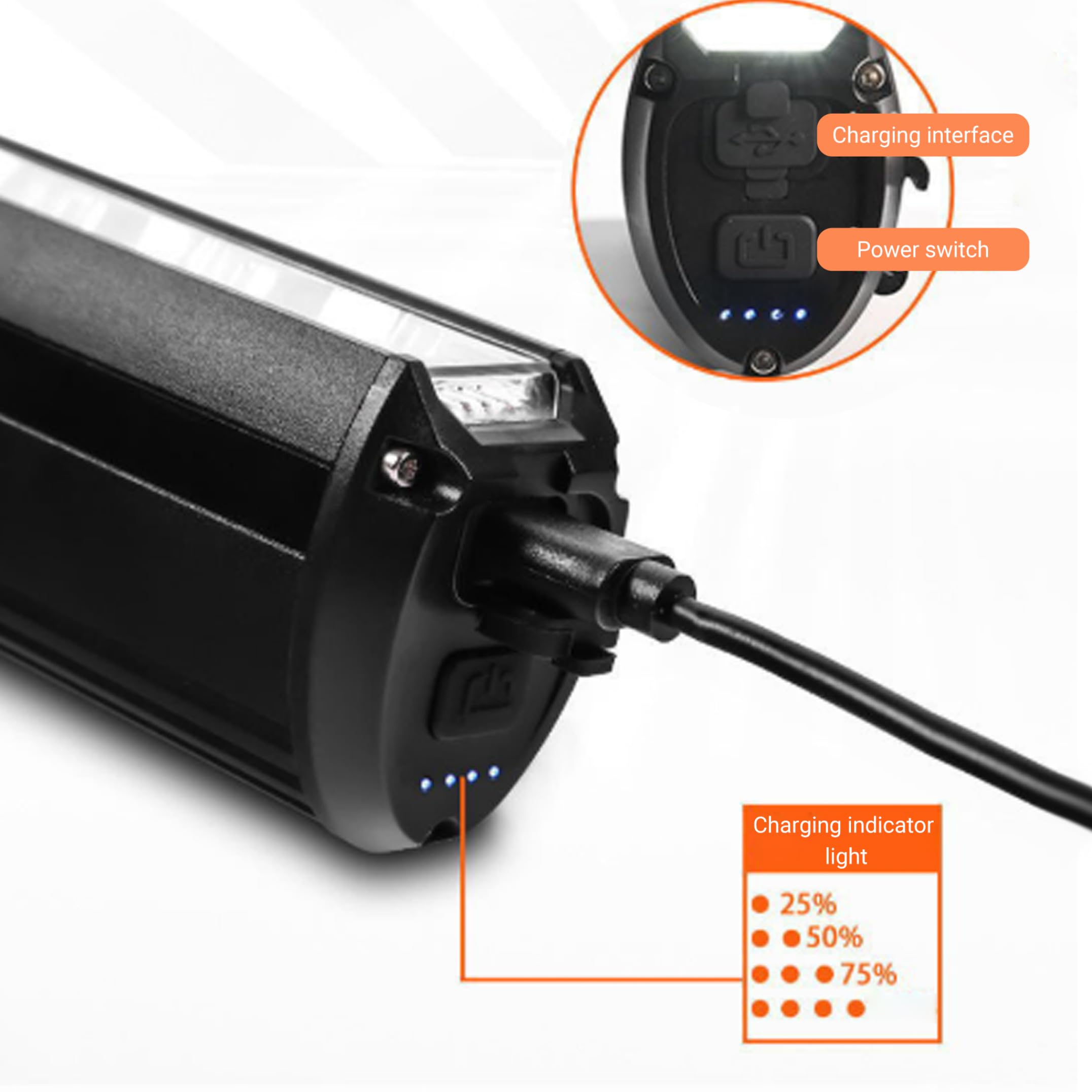 Luce Anteriore per Bici - Faro per Bici Ricaricabile, Barra in Lega di Alluminio da 20000 Lumen con Ricarica Inversa da 10000 mAh per la Guida Notturna