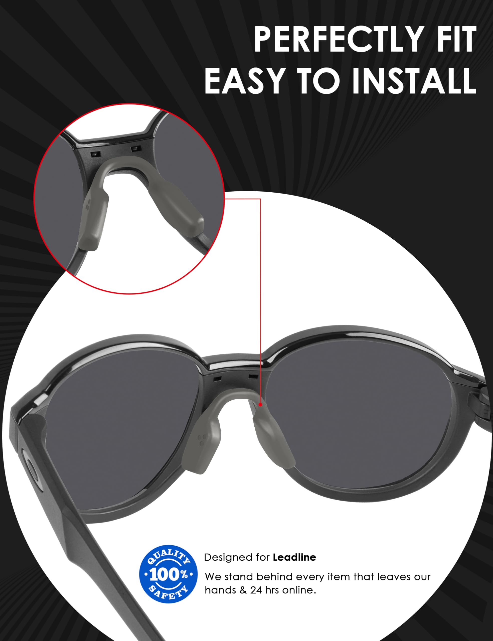 BlazerBuck Cuscinetti di ricambio per occhiali da sole Oakley Leadline OO9473-56mm, nero e grigio., Taglia unica