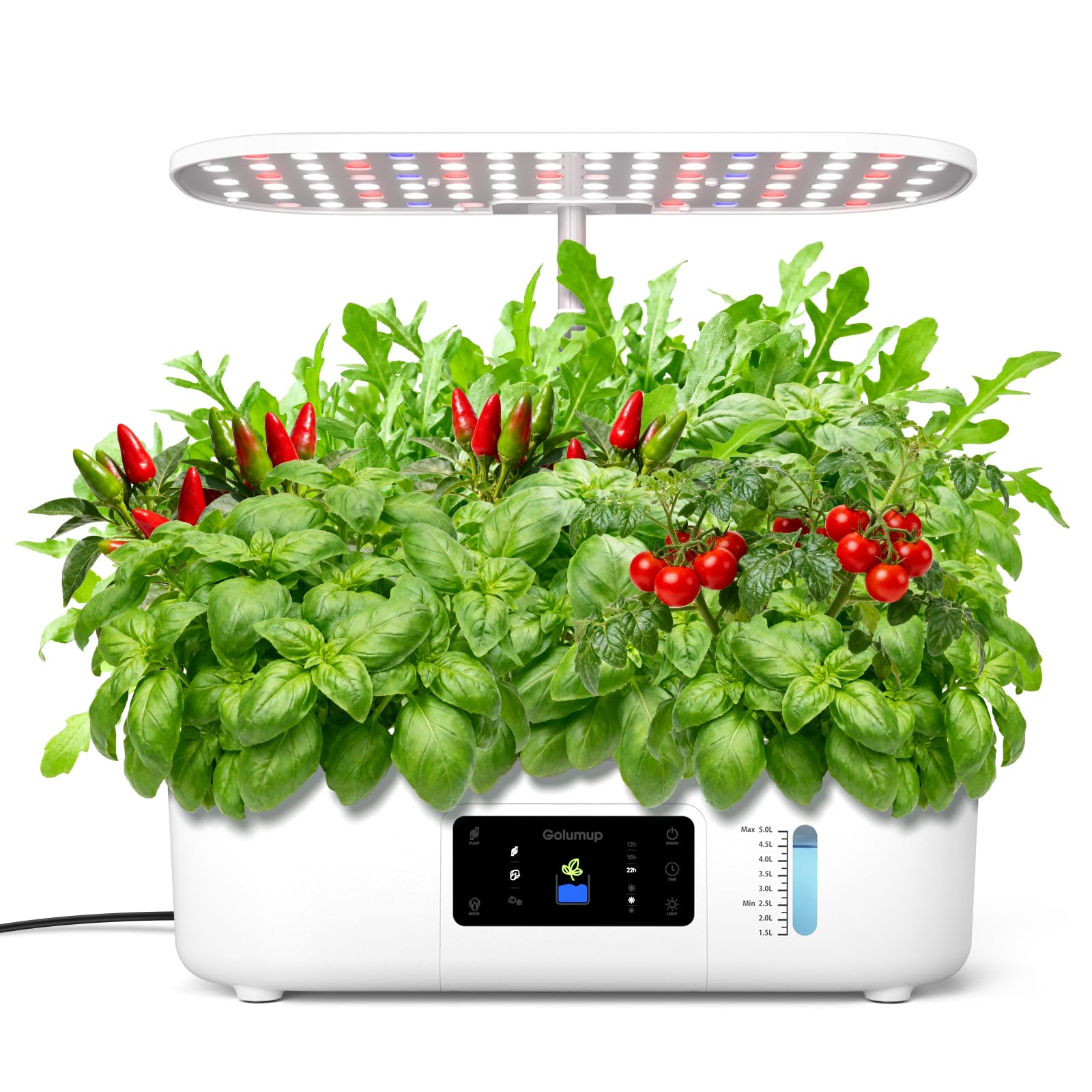 Serra Idroponica 13 Baccelli, Smart Garden con Doppia modalità di Coltivazione, con Luce LED per Coltivazione, Timer Automatico, Altezza Regolabile, Bianco