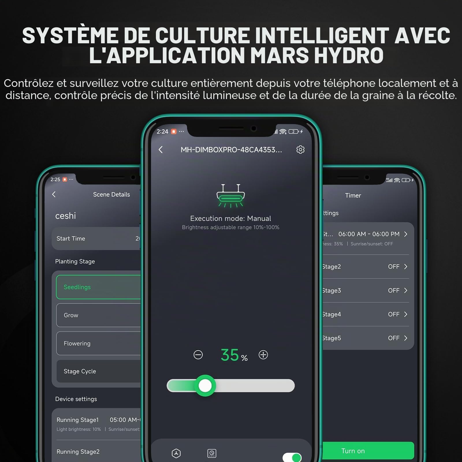 Mars Hydro Kit Complet de Tente de Culture Intelligente, Application E3000 avec télécommande à intensité Variable, 100 x 100 x 180 cm 1680D Haute réflectivité Mylar Grow Box Kit Complet, contrôle