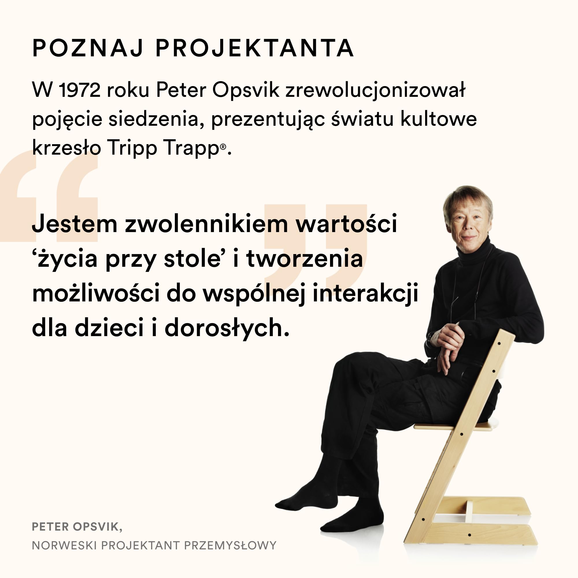 Krzesełko Tripp Trapp firmy Stokke, naturalne - regulowane, rozkładane krzesełko dla maluchów, dzieci i dorosłych - wygodne, komfortowe i ergonomiczne - klasyczny design