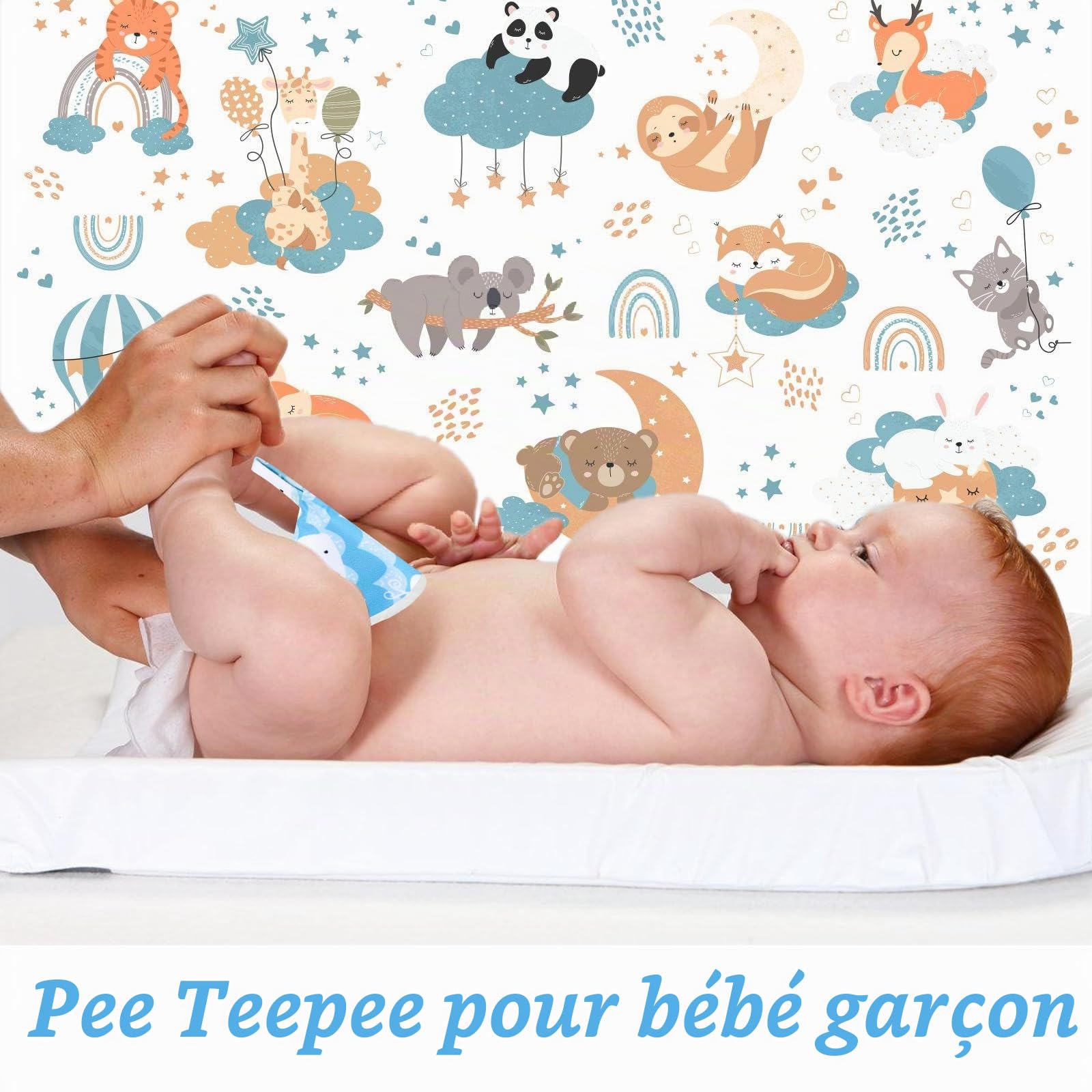 Pipi Tipi Lot de 12 couches pour bébé garçon Pee Teepee et 1 sac à, forte absorption d'eau, pour rester au sec lors du changement des, accessoires de changement de couches pour garçon