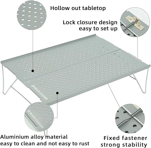 Miniatura 4 de ROCK CLOUD Mini mesa de camping compacta Mesa plegable ultraligera para mochileros campamento senderismo playa picnic barbacoa