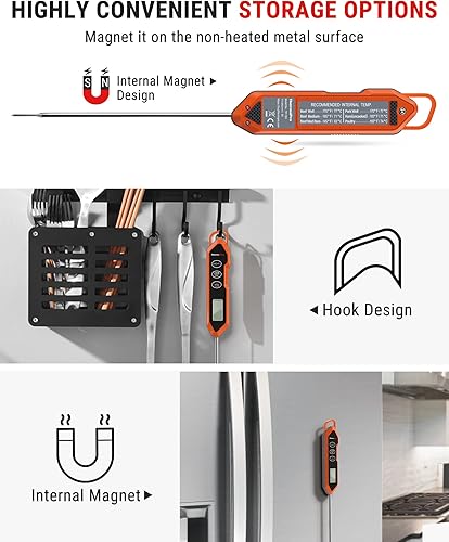 Miniatura 8 de ThermoPro TP15H - Termómetro de comida de lectura instantánea impermeable para cocinar, termómetro digital de carne con luz de fondo y calibración,