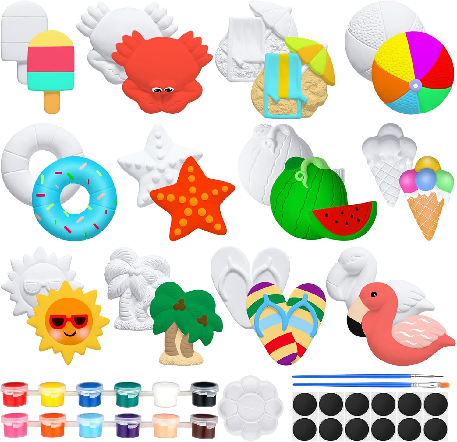 Sinmoe 12 Sets Summer Beach Ceramic Painting Kit Unpainted
