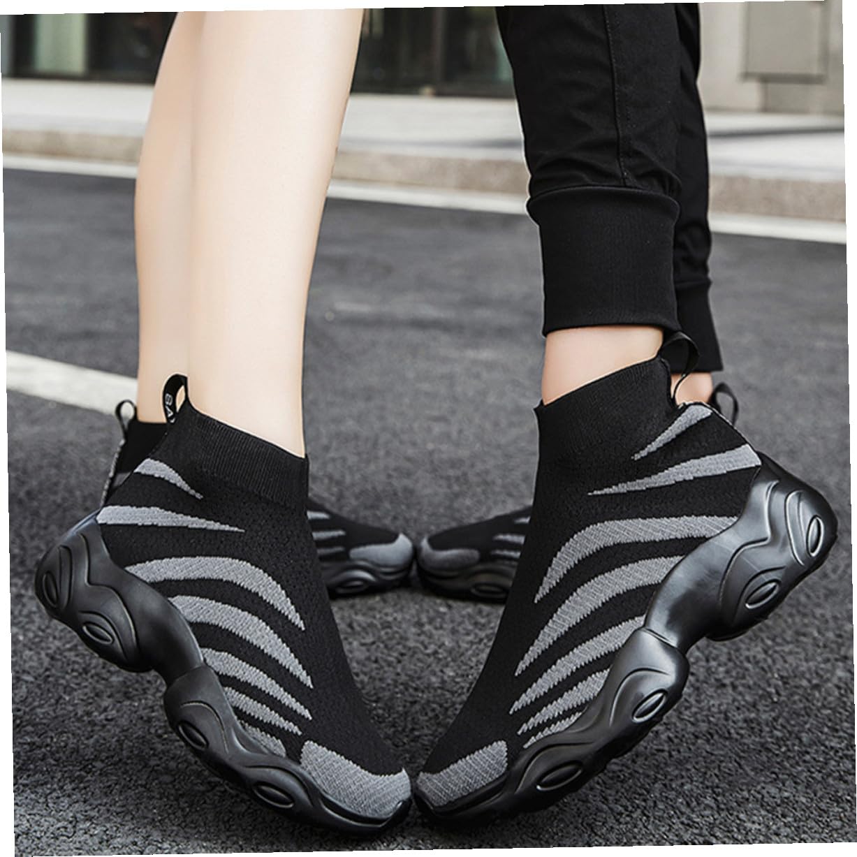 Sneakers Alte da Uomo Nere, Scarpe Sportive in Maglia | 1 Paio, Suola Eva Antiscivolo, Stile Semplice e Confortevole per Outdoor e Sport