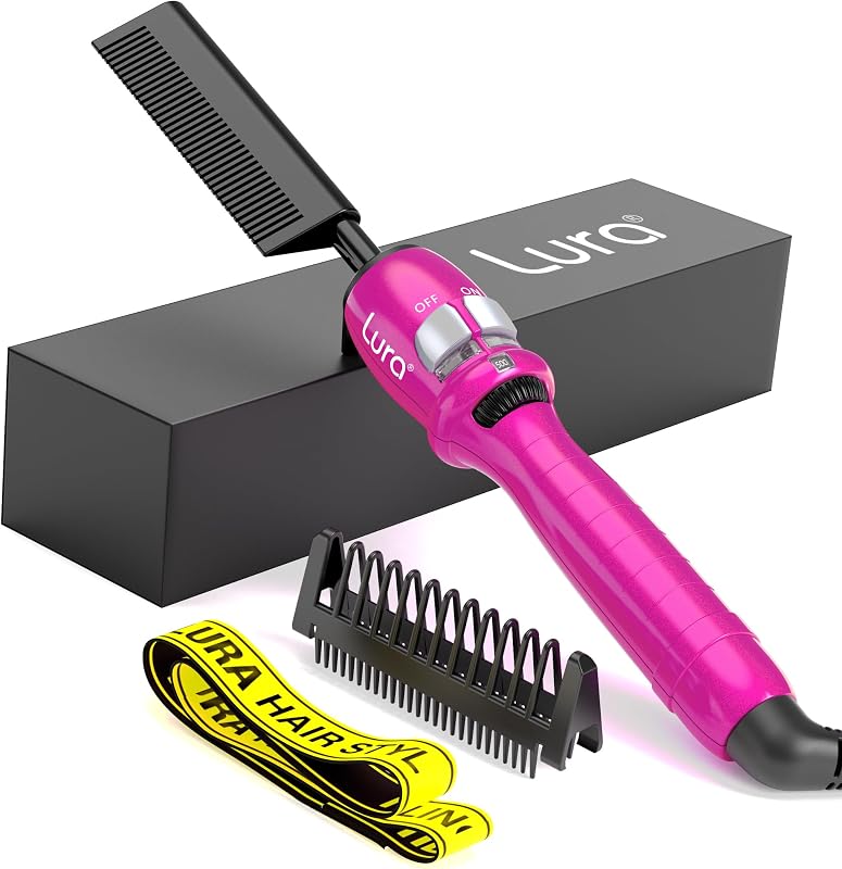 200-500°F Pink Hot Comb:Electric Hot Comb for Lace Front Wigs,Electric Pressing Combs for Black Hair,Electric Straightening Comb for African American Hair,