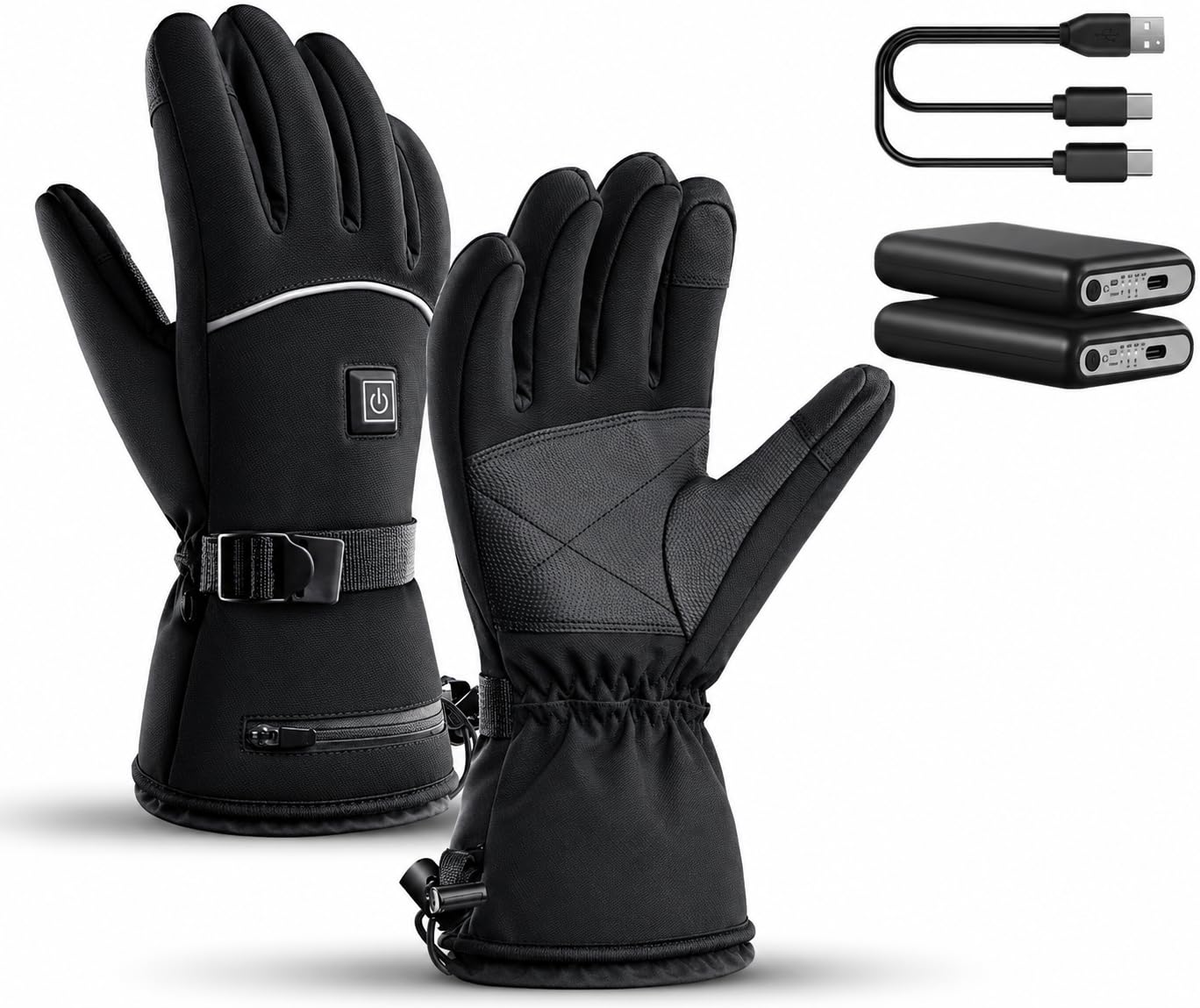 Rechargeable Heated Gloves for Men Women, 5000mAh Electric Winter Gloves