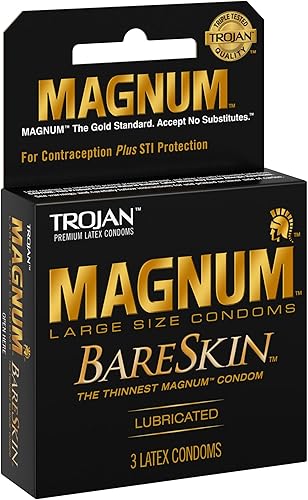 Miniatura 2 de TROJAN Magnum Bareskin - Preservativos lubricados, 3 unidades (paquete de 6)