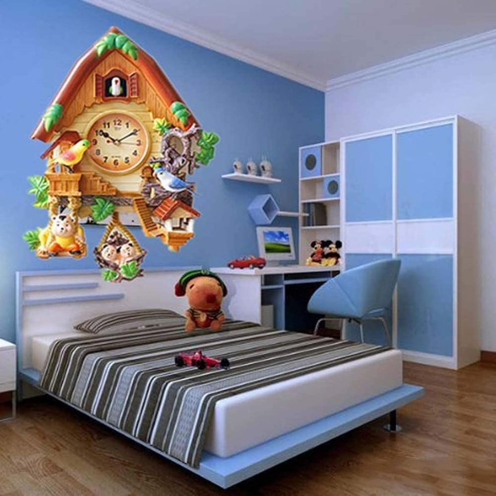 Orologio Da Parete Cucù Con Pendolo - Sveglia Con Suoni Della Natura Per Camera Bambini E Soggiorno - Foto 4