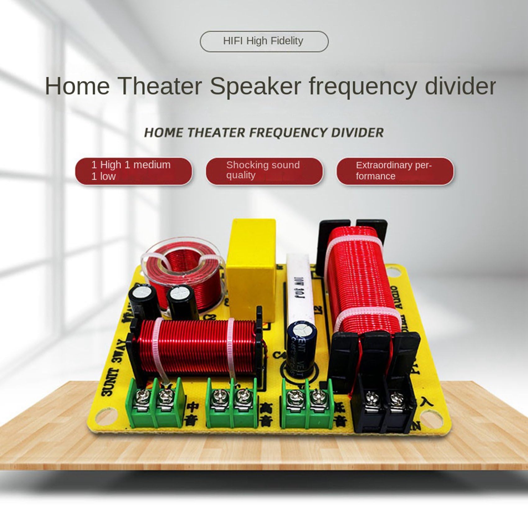 Lot de 2 répartiteurs de fréquence de haut-parleur à 3 voies 300 W Filtre Hi-Fi Crossover Répartiteur de Fréquence pour la modification DIY des haut-parleurs domestiques