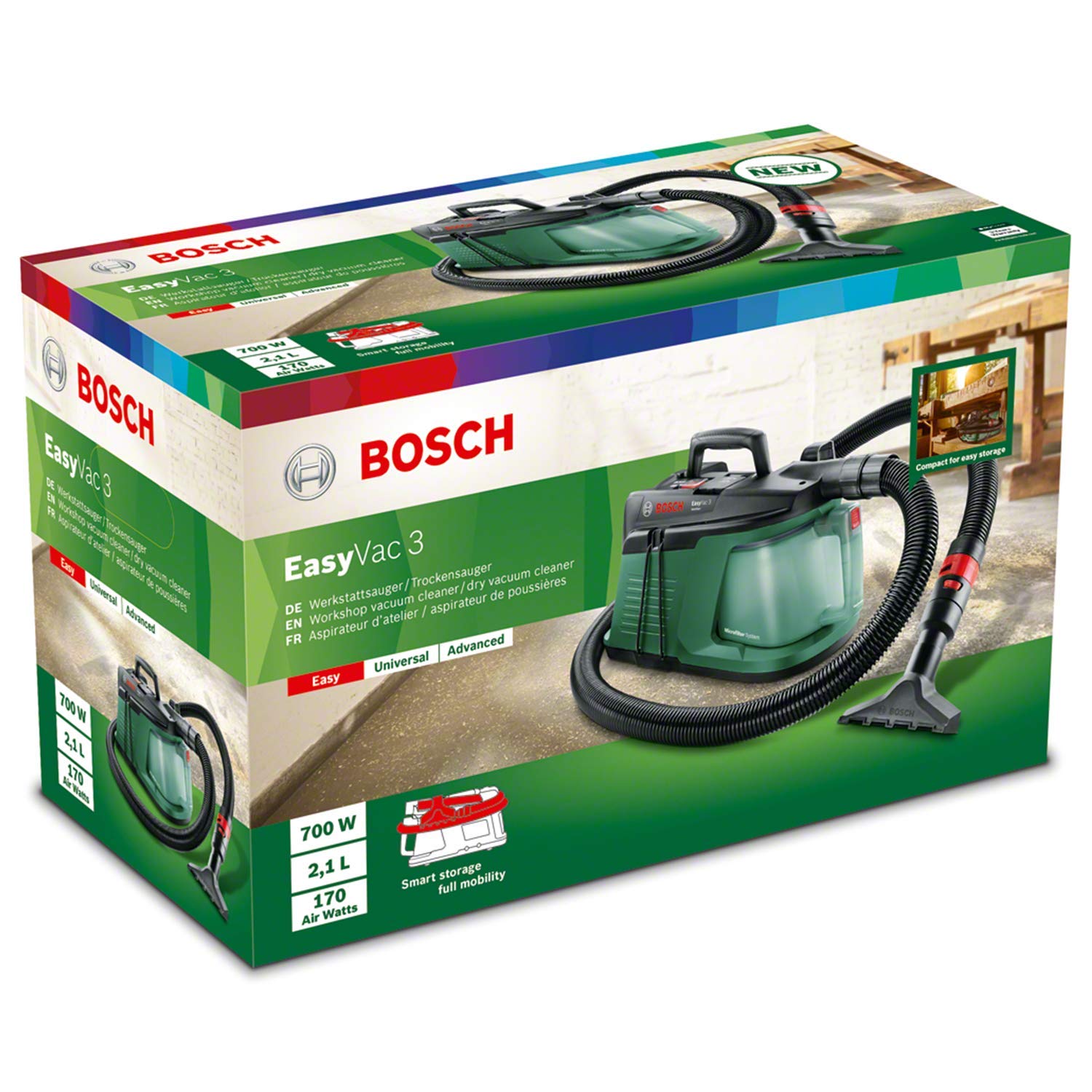 Bosch EasyVac 3 Aspiratore Compatto, 700 Watt, Verde
