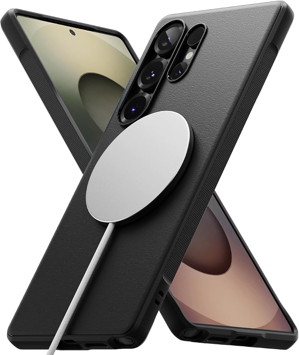 Ringke Onyx Magnetic für Samsung Galaxy S25 Ultra Hülle, [Kompatibel mit MagSafe] Griffig rutschfest Anti-Fingerabdruck Kratzfest Stoßfest Passform Stylisch Handyhülle - Schwarz