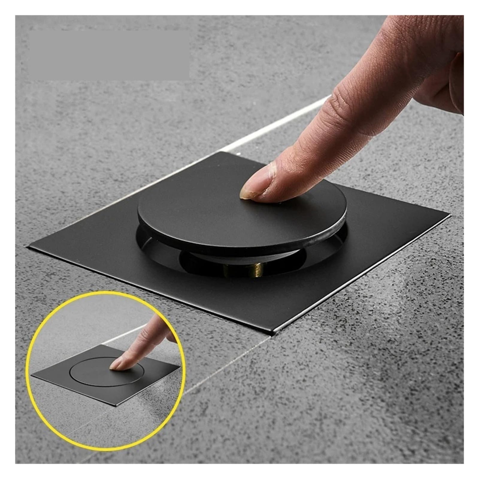 Housse de douche carrée en laiton chromé anti-odeur 10 cm (TT-TL-Noir)