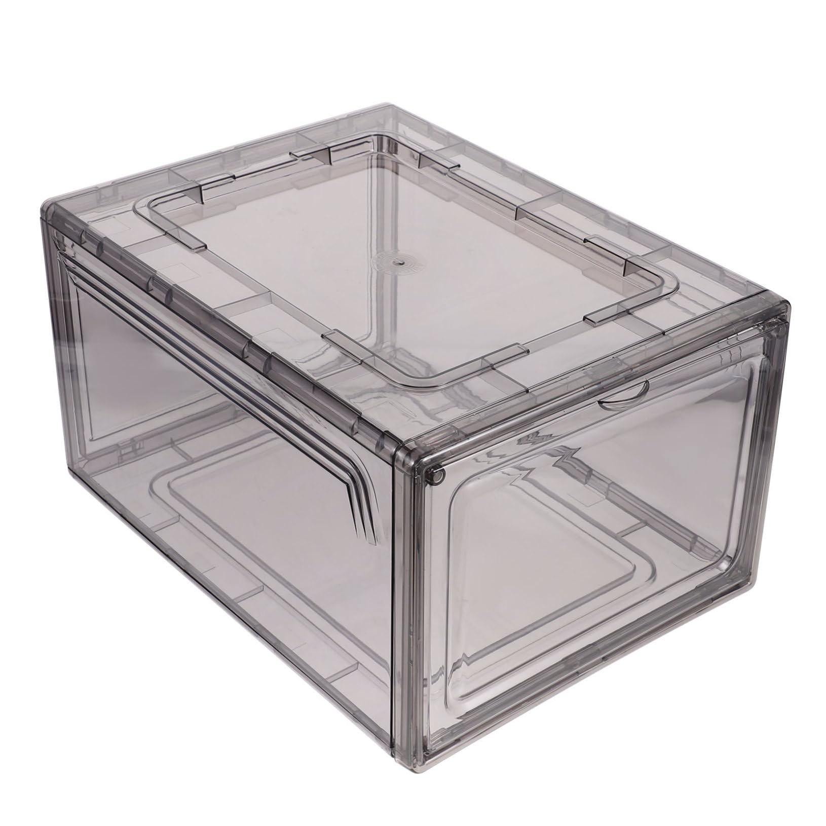 Luxshiny 1Pc Transparent Side Opening Magnetic Suction Shoebox for Home Storage Stackable Basketball Shoe Case Lightweight Organizer for All Shoe