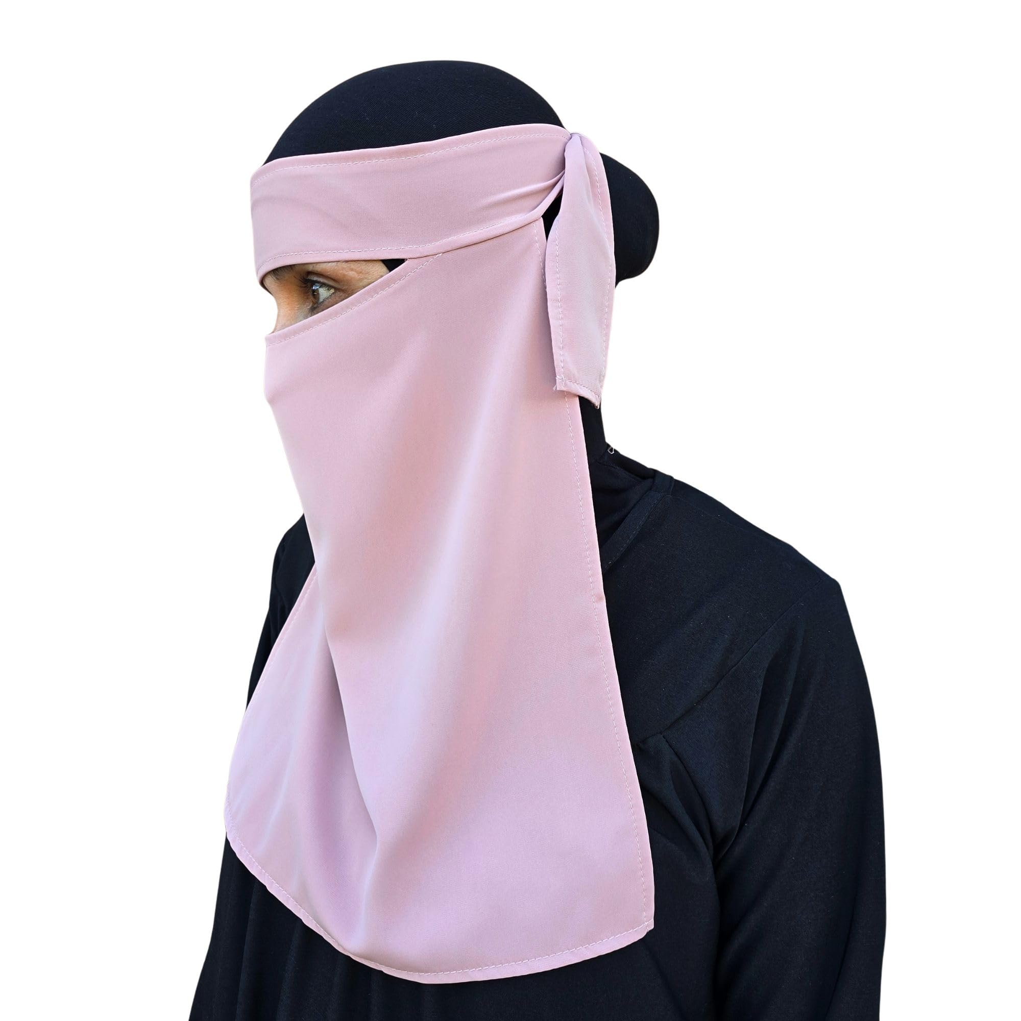 Yaqeen Women's Pink Hijab Niqab Face Veil Jilbab Abaya Khimar Headscarf One Piece Islamic Scarf Ideal Madrassa Mosque Ramadan Eid Wedding Everyday (Pink)