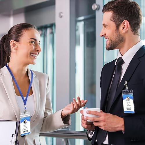 Vista 2 de Marspark 300 soportes verticales de plástico transparente para tarjetas de identificación, con cremallera resellable impermeable, funda de PVC