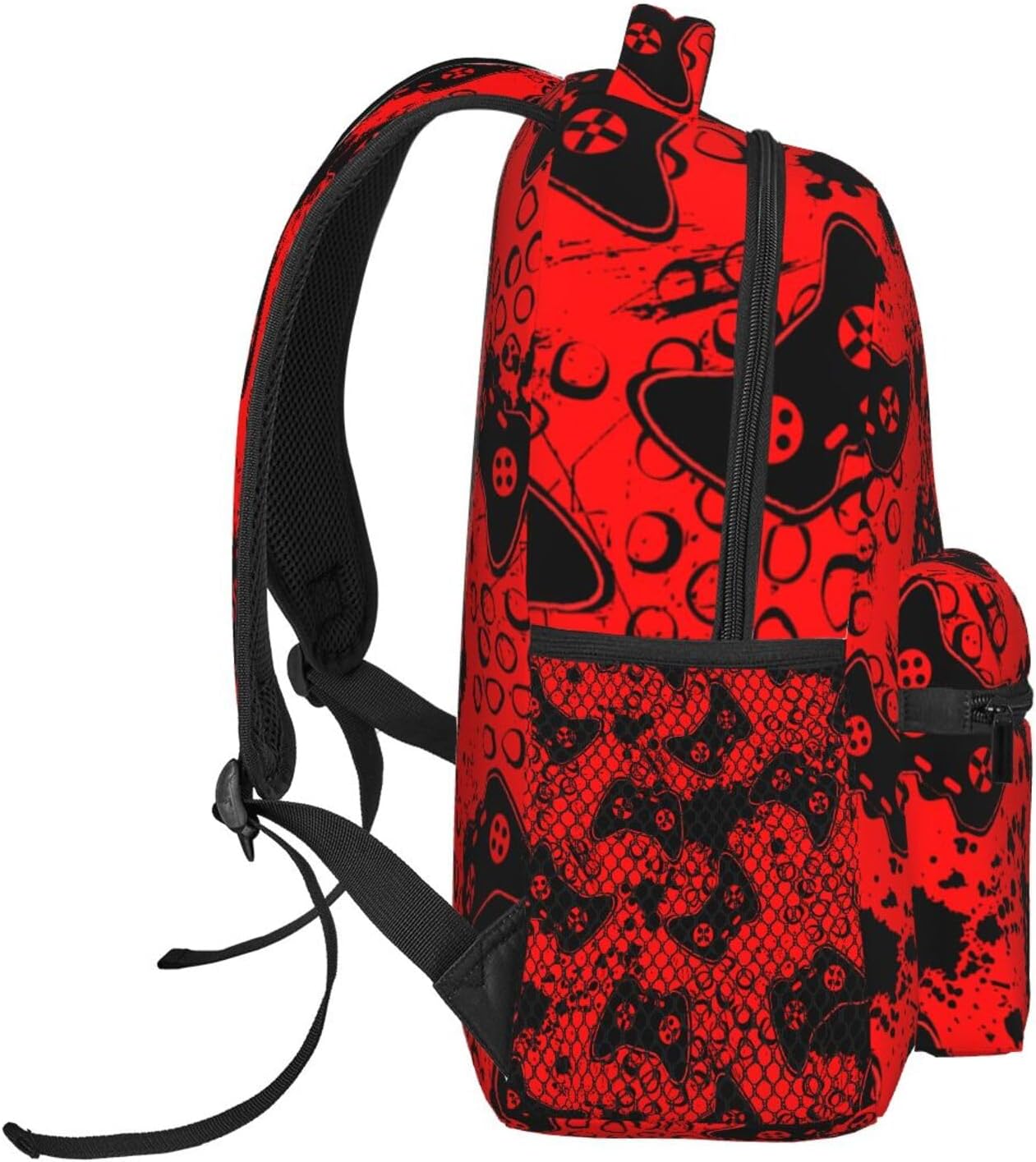 Fiokroo Red And Black Game Joysticks Backpack School Bag For Students Teens Men Women Laptop Backpacks Travel Daypack Bag With Multiple Pockets