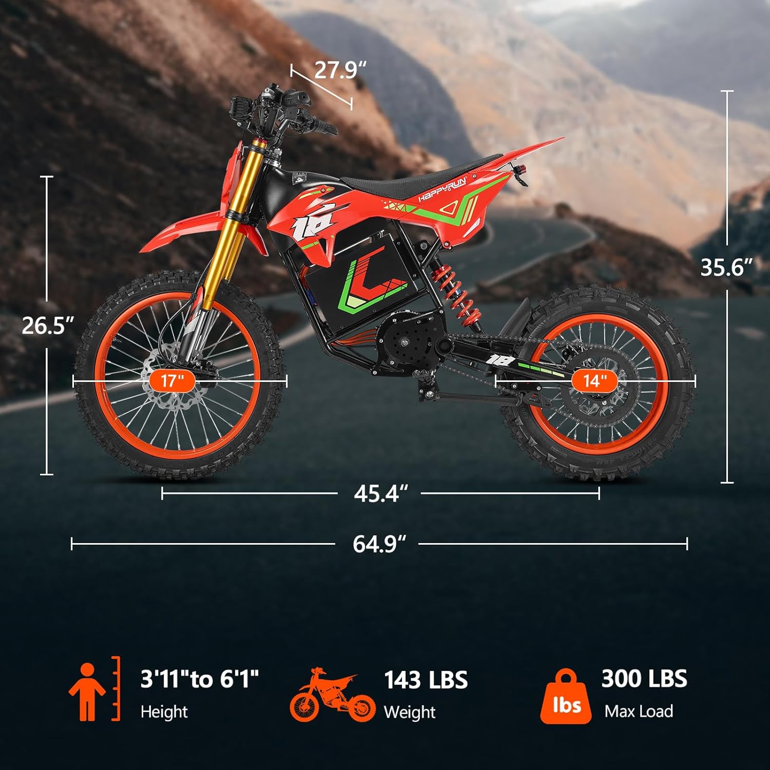 Electric Dirt Bike for Adults, 6000W Peak 46 mph Fastest Off-Road Motorcycle, 60V 30AH Removable Battery 60 Miles Range 17" Tires Dual Hydraulic Brakes Adult E Moto Trail Snow Electric Enduro Bike
