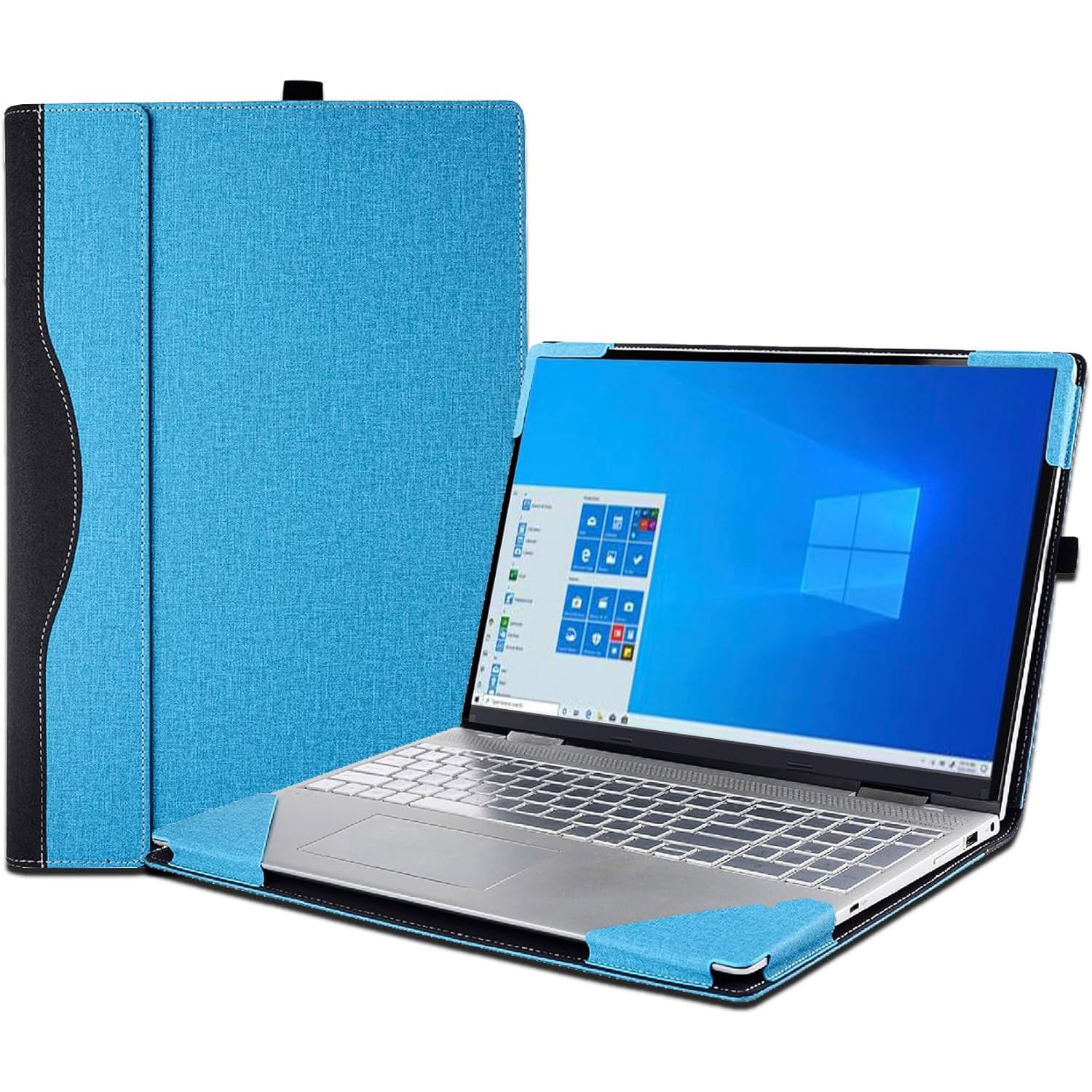 Custodia per laptop Lenovo IdeaPad 3 15ITL05 15IML05 15IIL05 15IGL05 15IGL05 15ADA05, custodia protettiva staccabile in pelle PU con portapenne (azzurro)