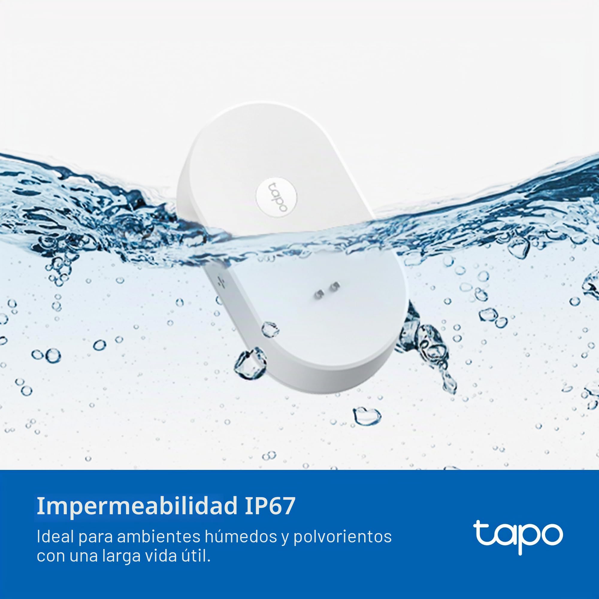 TP-Link Tapo Detector de Fugas de Agua Inteligente, Requiere concentrador Tapo y Sensor de Fugas de Agua Wi-FI con detección rápida de Gotas, Alarma Ajustable de 90 DB, alertas
