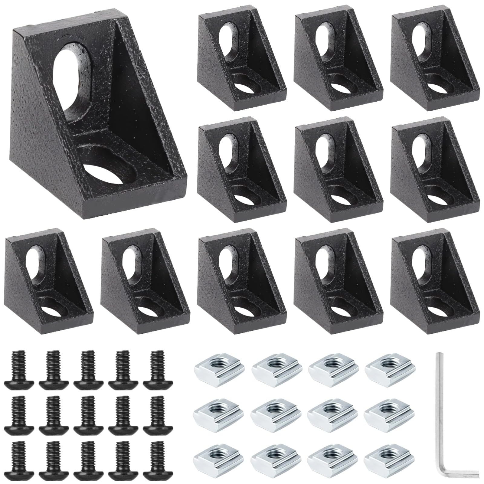 20 sztuk nakrętek T Slot, M5 Sliding T Nuts i 20 śrub M5 x 10 mm do wytłaczania aluminium serii 2020, zestaw akcesoriów przemysłowych do systemów profili