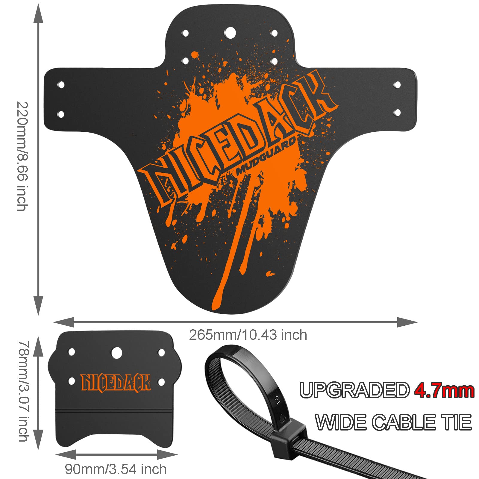 Parafango MTB, Compatibile Anteriore o Posteriore Enduro Parafanghi Bici MTB Misura BMX 20 26" 27,5" 28" 29 Pollici Mountain Bike e Fat Bike
