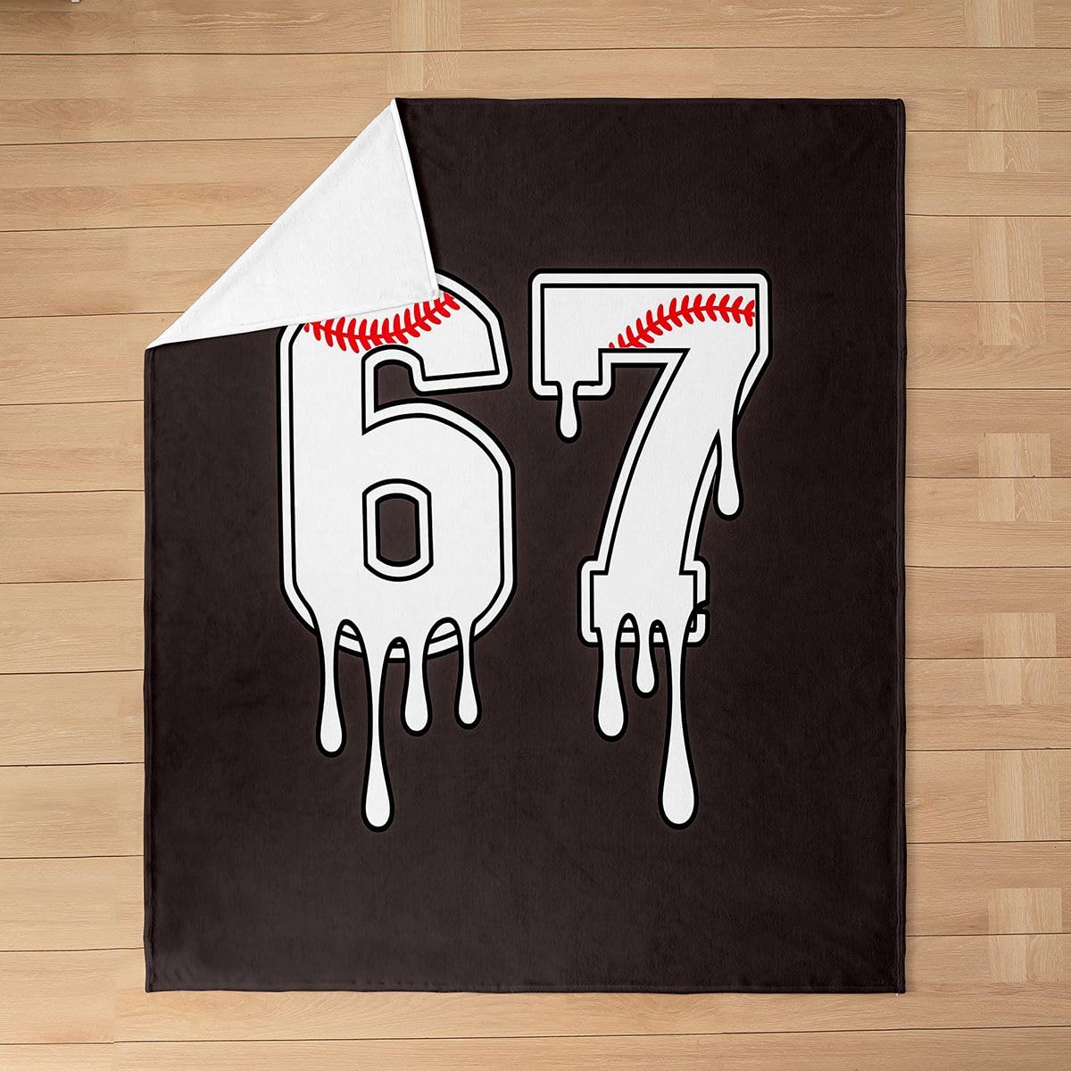 Loussiesd Six Seven 6 7 - Coperta in pile con motivo baseball, gaming, sport, coperta in flanella con motivo gelato bianco peloso, per letto, divano, sedia, soggiorno, giochi di palla, 228 x 228 cm