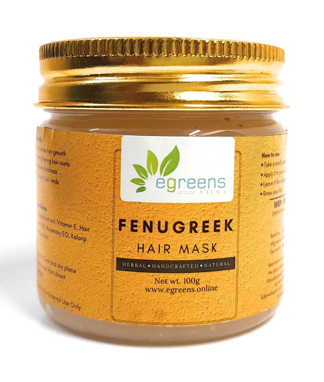 E-GREENS AAURA-Fennugreek Hairmask for HAIR GROWTH & HAIRFALL CONTROL with KERATIN,Rice Protein, Vitamin E OIL,Rosemary & Teatree Esssential Oil For Anti Dandruff, Hair Growth &Hair Fall Control 100G-image-45
