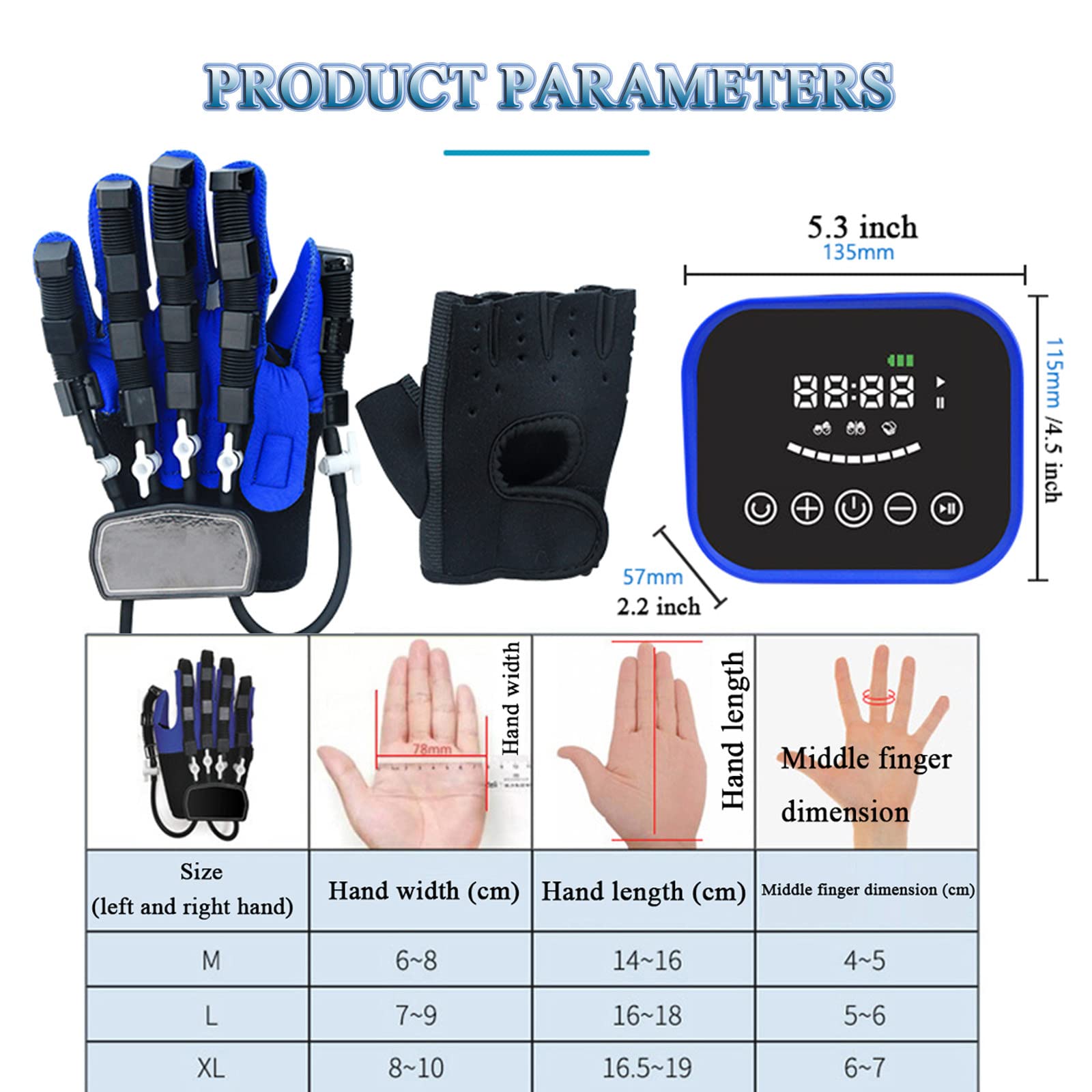 Guantes de Robot de rehabilitación Entrenamiento de Dedos Trazo Función de la Mano Dispositivo de Entrenamiento de rehabilitación Entrenador de flexión y extensión de Dedos,RightHand-L