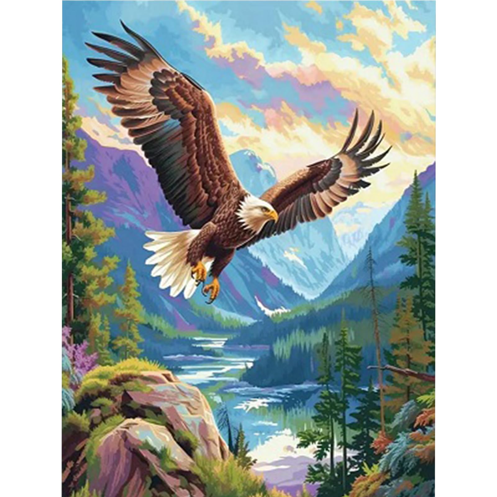 Eagle in the Mountains DIY Paint By Numbers Kit on Canvas 11.81x15.75inch Without Frame Paint by Numbers Kits Drawing Paintwork Canvas Oil Painting Number Painting for Beginners Adults Gift