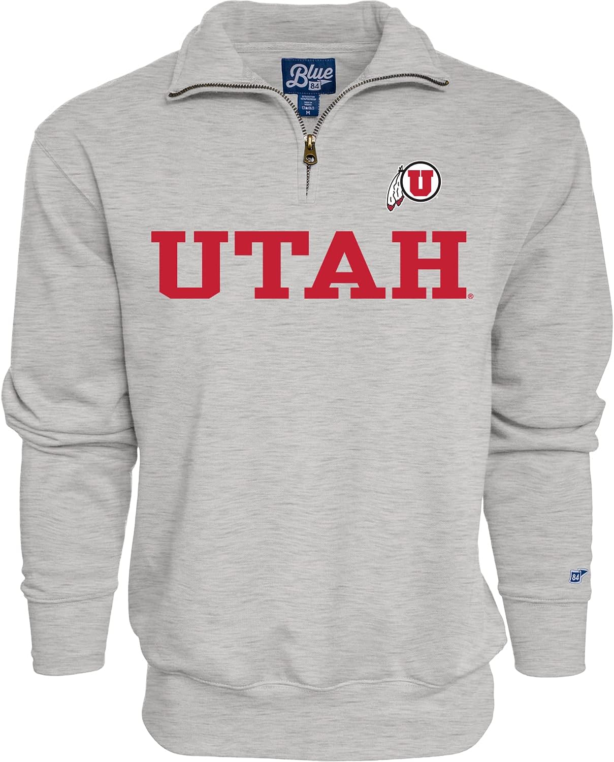 Blue 84 Men's Utah Utes Quarter Zip Sweatshirt Grey, Grey, Large