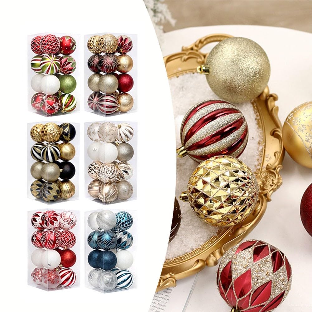 Palline Natale 16pz 8cm Decorazioni Shatterproof Palline Natale(Blue White)