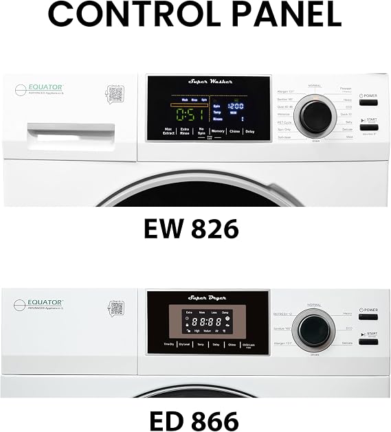 Equator Matching Laundry Set 110V ONE OUTLET 15 Lb Washer 1.62 cu.ft+13Lb Vented Dryer 3.1cu.ft