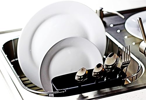 Miniatura 3 de Escurreplatos de platos pequeño de acero cromado de lujo (negro)