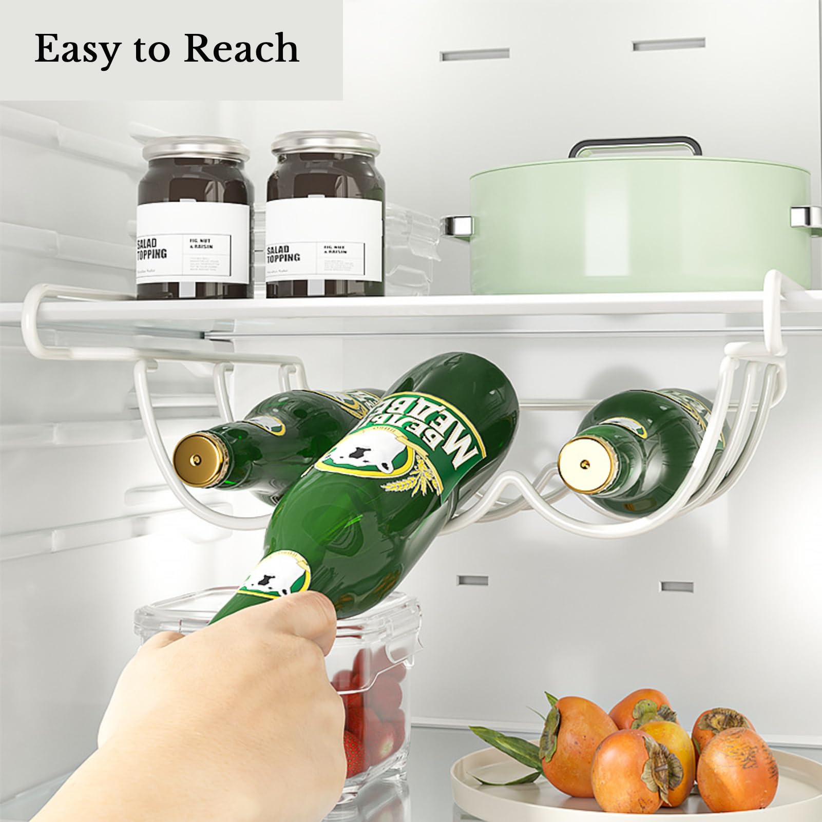 Botellero para frigorífico, Soporte para Botellas de Vino, botellero para frigorífico con Capacidad para 3 Botellas, botellero para Armario Interior, despensa para frigorífico
