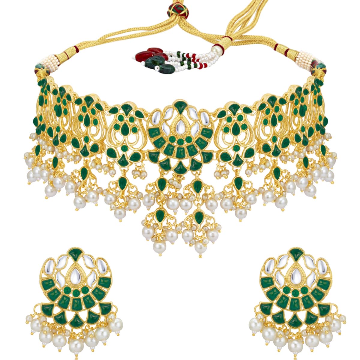 Sukkhi Ravishing Gold Plated Pearl Choker Necklace Set for Women (B09498NN34) Amazon Price History, Amazon Price Tracker