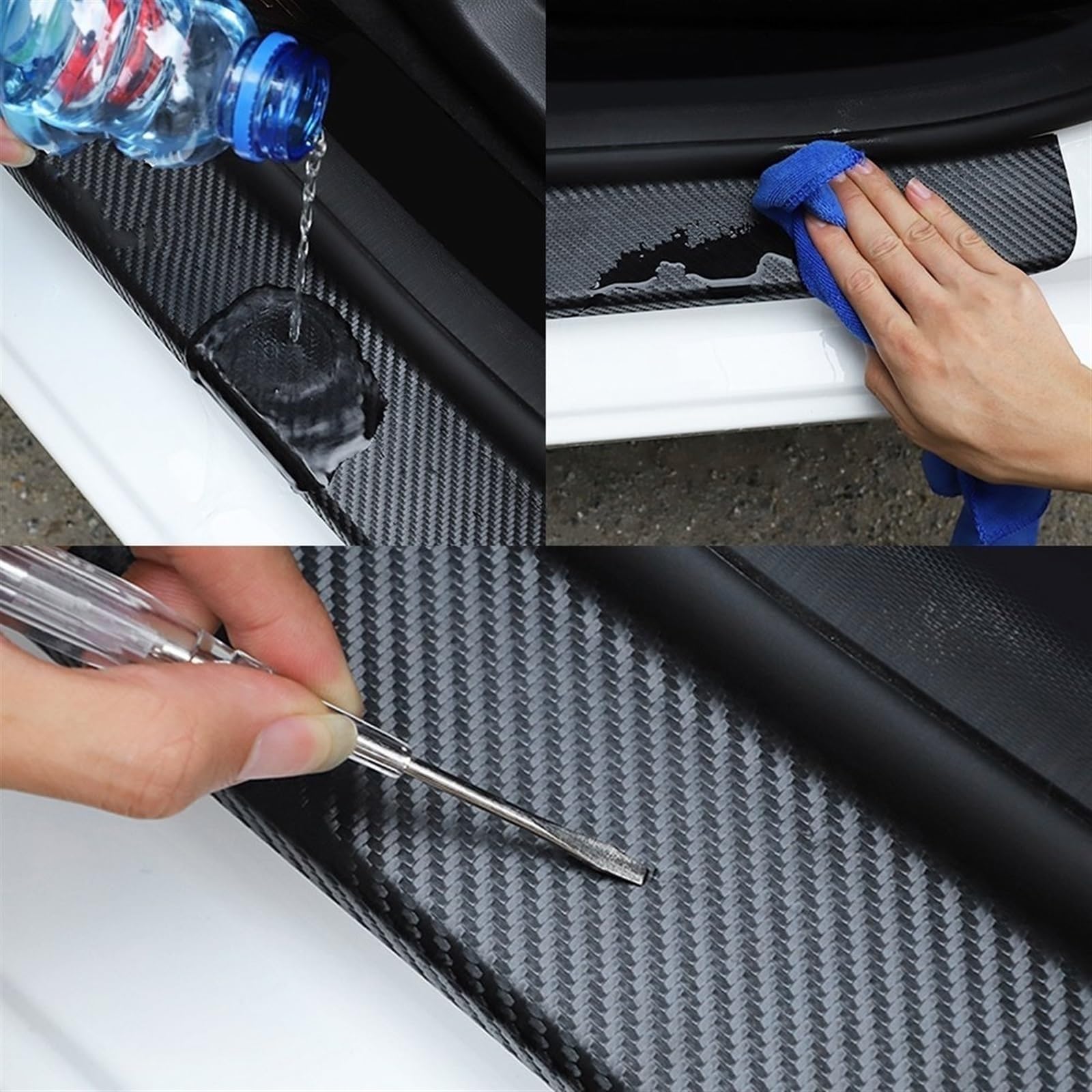 Tira Protectora de Parachoques Pegatinas Protectoras de Fibra Carbono para Parachoques Trasero Coche, decoración para Hyundai Ix35