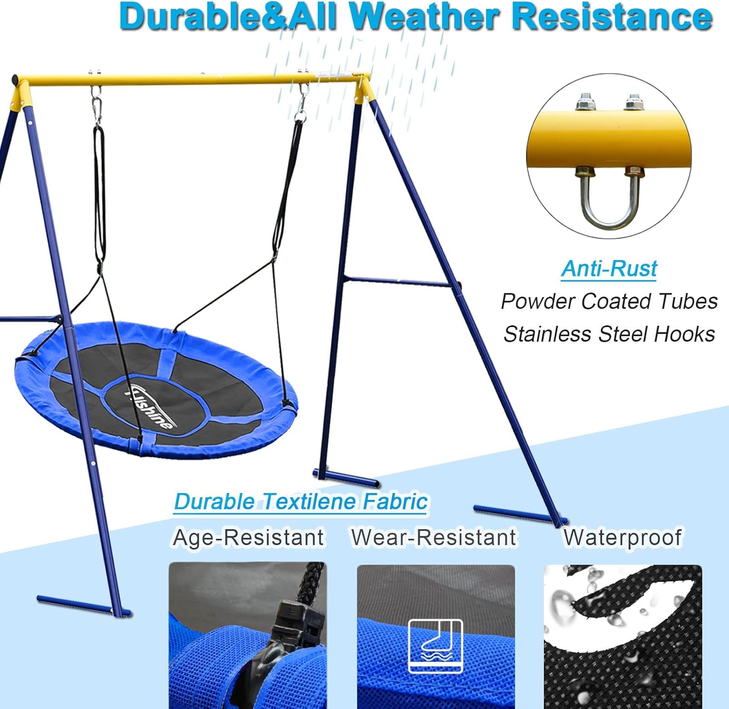 Buy Swing Set43” Saucer Tree Swing &71” High A Frame Swing Stand