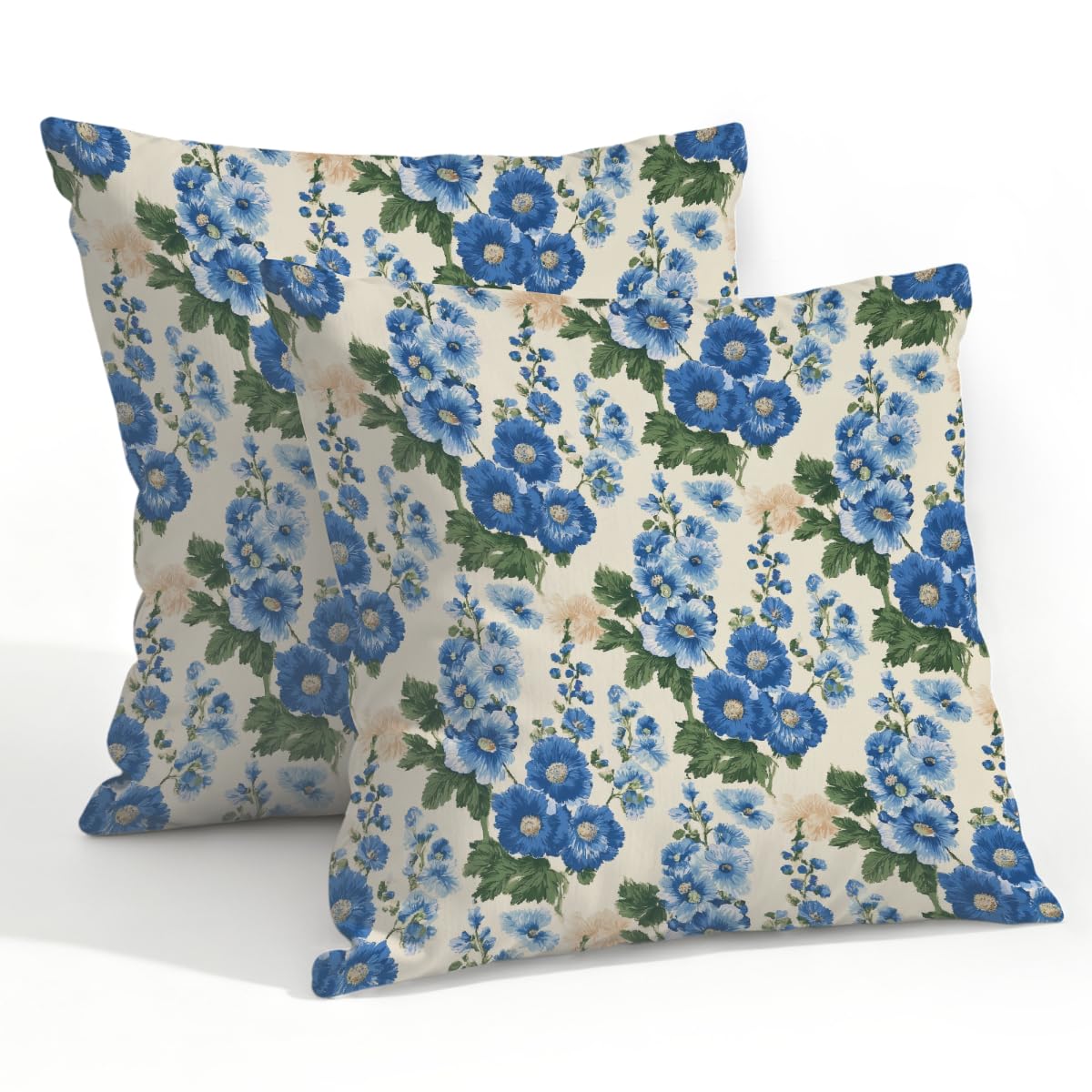 Outdoor Pillow Covers Waterproof Pillowcases 22x22in Set of 2 Blue Floral Wildflowers Decorative Throw Cushion Case for Couch Sofa Garden Patio Furniture