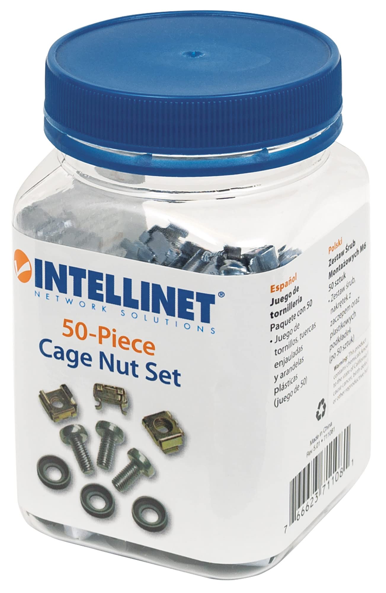 Intellinet Cage Nut Set 50 Pack M6 Nuts Bolts And Washers Suitable for Network C