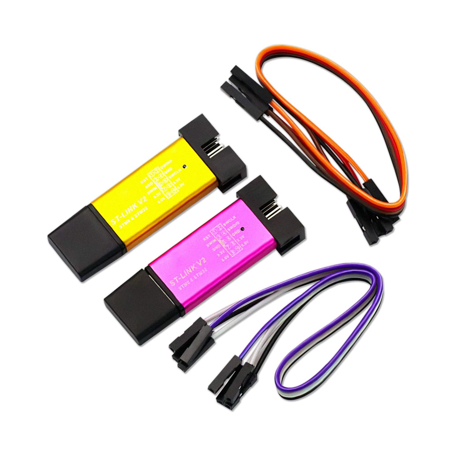 V TELESKY2Pcs ST-Link V2 Emulator Downloader Programmer Support Programming Unit STM8 STM32 Editor with Cable (Random Color)