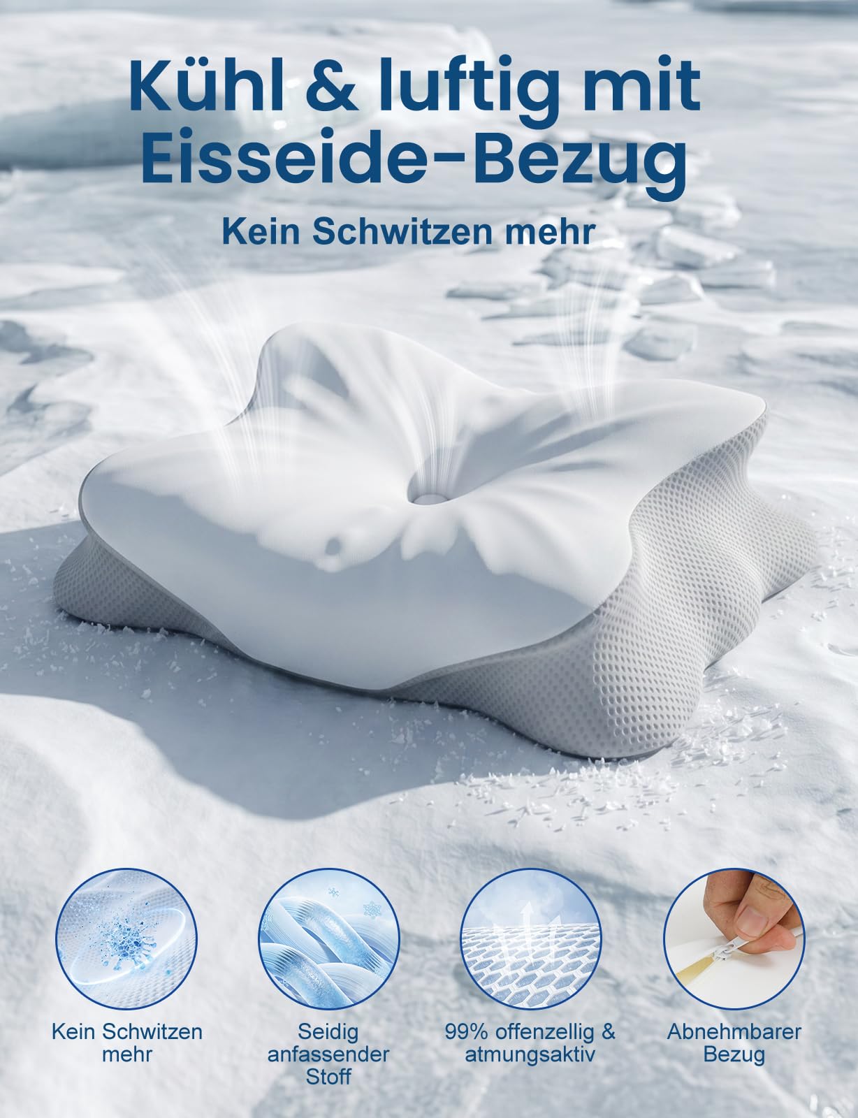 Nackenkissen, Nackenstützkissen, Memory Foam Kissen, Seitenschläferkissen, Schmetterlingskissen, Ergonomisches Kopfkissen, für Rücken-, Seiten- und Bauchschläfer, Abnehmbarer Bezug
