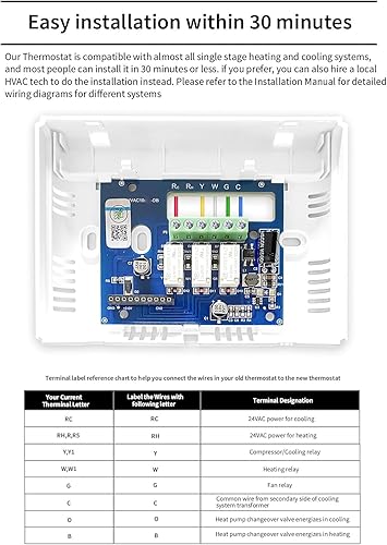 Miniatura 4 de Termostato programable de 5+2 días Pantalla LCD Control de temperatura de calor y refrigeración - Fácil de instalar para aire acondicionado